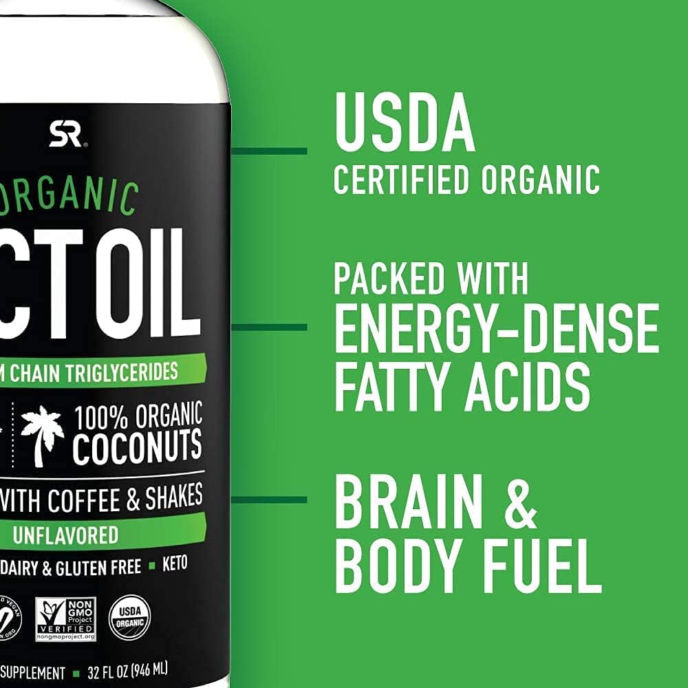 Sports Research Premium MCT Oil – 946 ml – Organic Coconut – Unflavored Keto Energy Source - END Nutrition