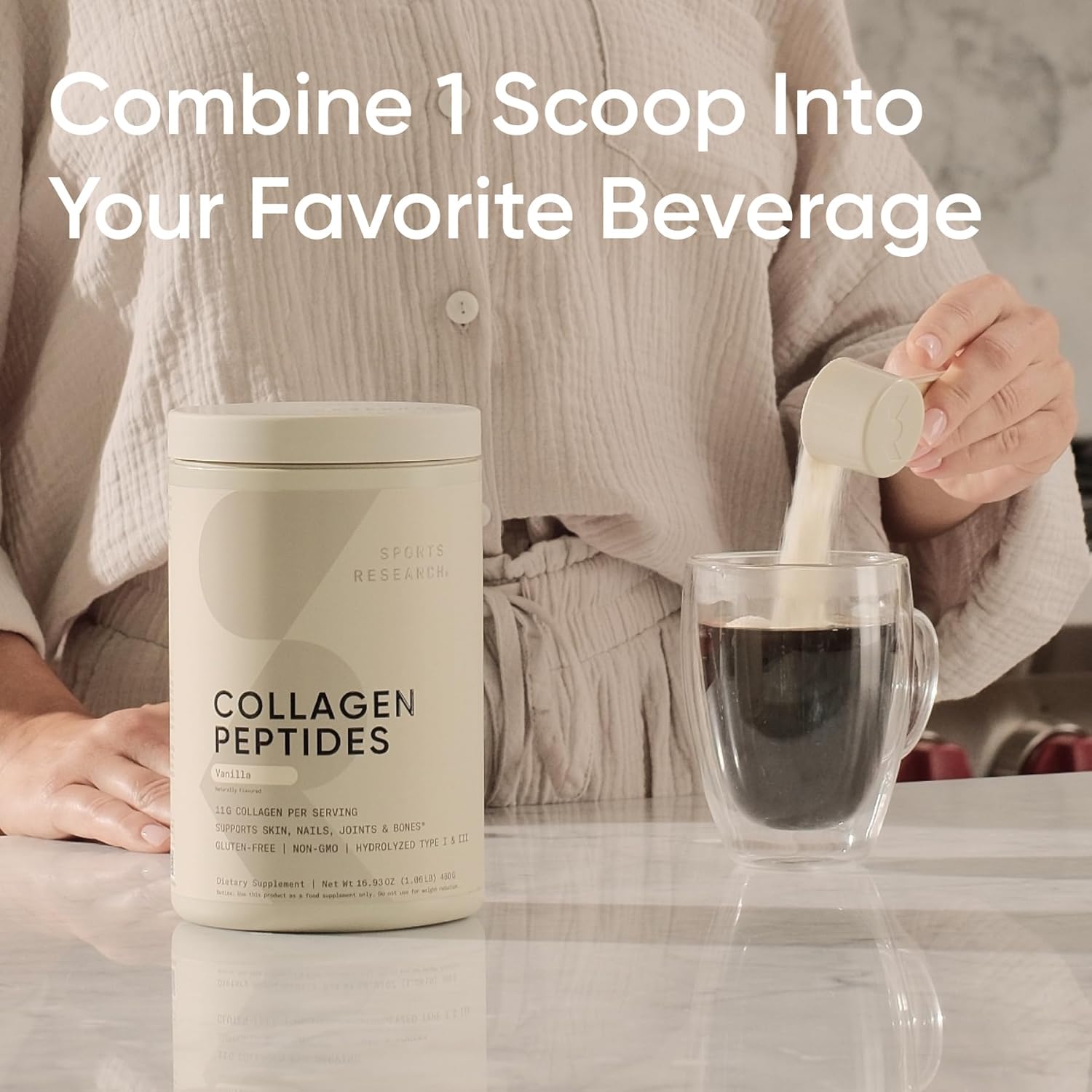 Sports Research Collagen Peptides – Hydrolyzed Type I & III – Skin, Hair, Nails & Joint Support - END Nutrition