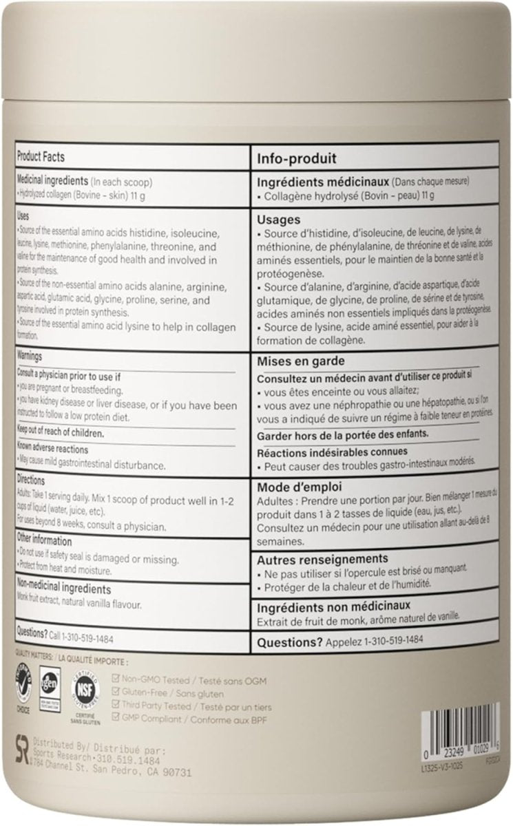 Sports Research Collagen Peptides – Hydrolyzed Type I & III – Skin, Hair, Nails & Joint Support - END Nutrition