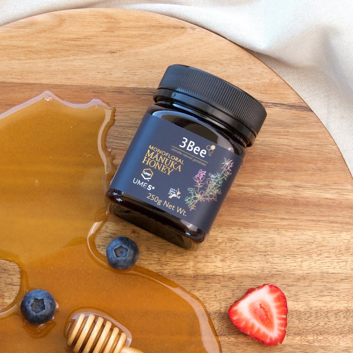 3 Bee Monofloral Manuka Honey UMF 5+ – 250 g – Daily Immune & Digestive Support - END Nutrition
