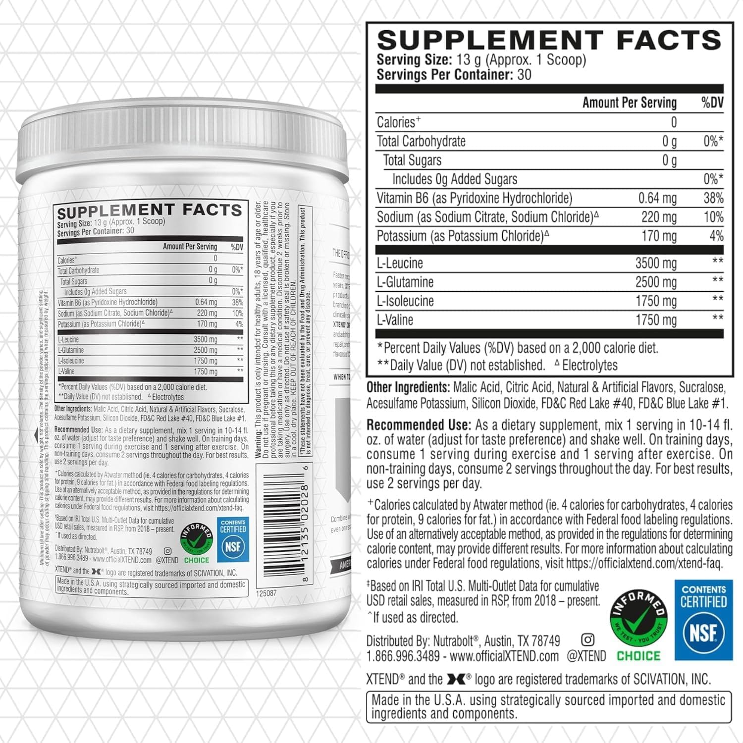 Xtend 7G BCAAs Knockout Fruit Punch| Muscle Recovery + Electrolytes