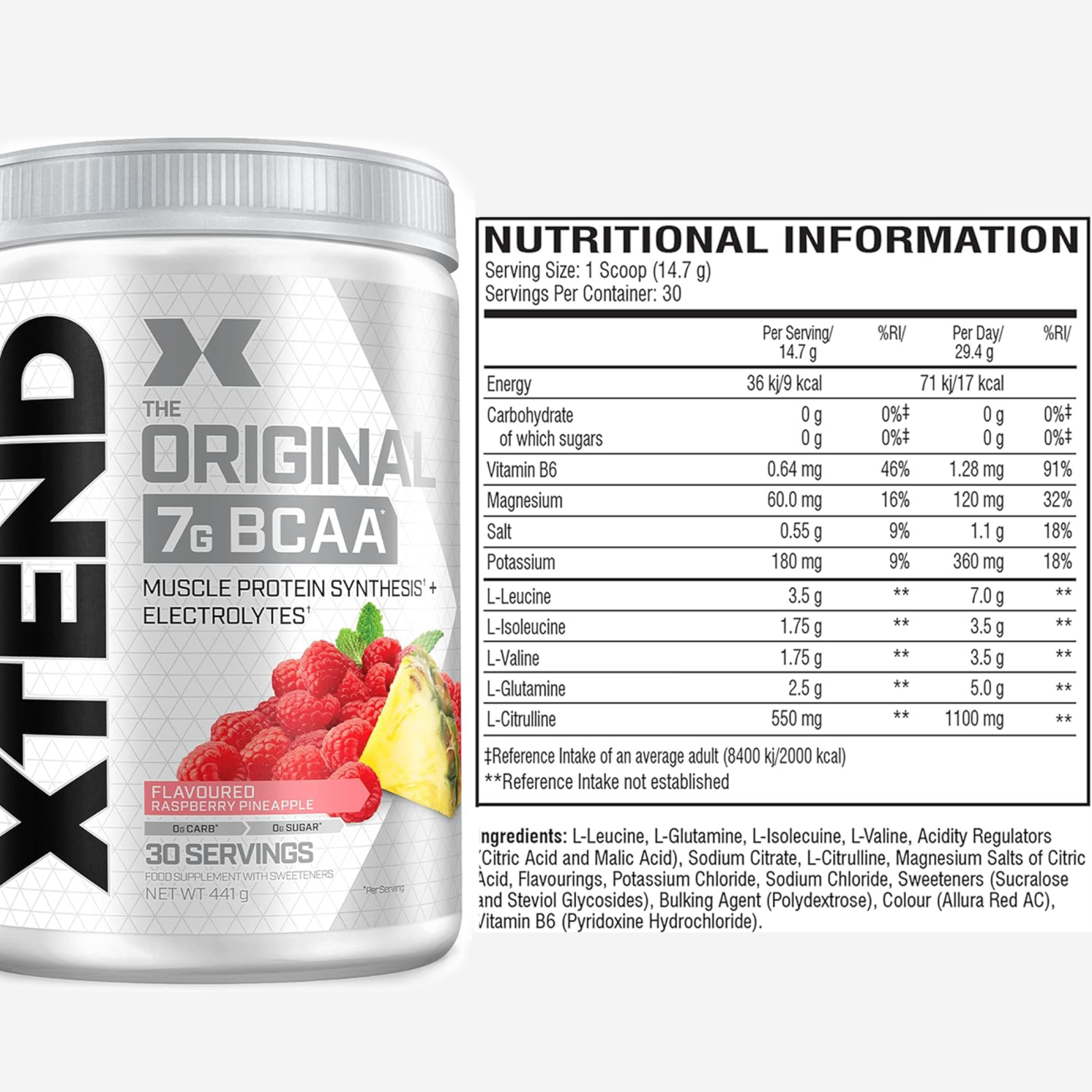 Xtend 7G BCAAs Raspberry Pineapple | Muscle Recovery, Electrolytes & Hydration