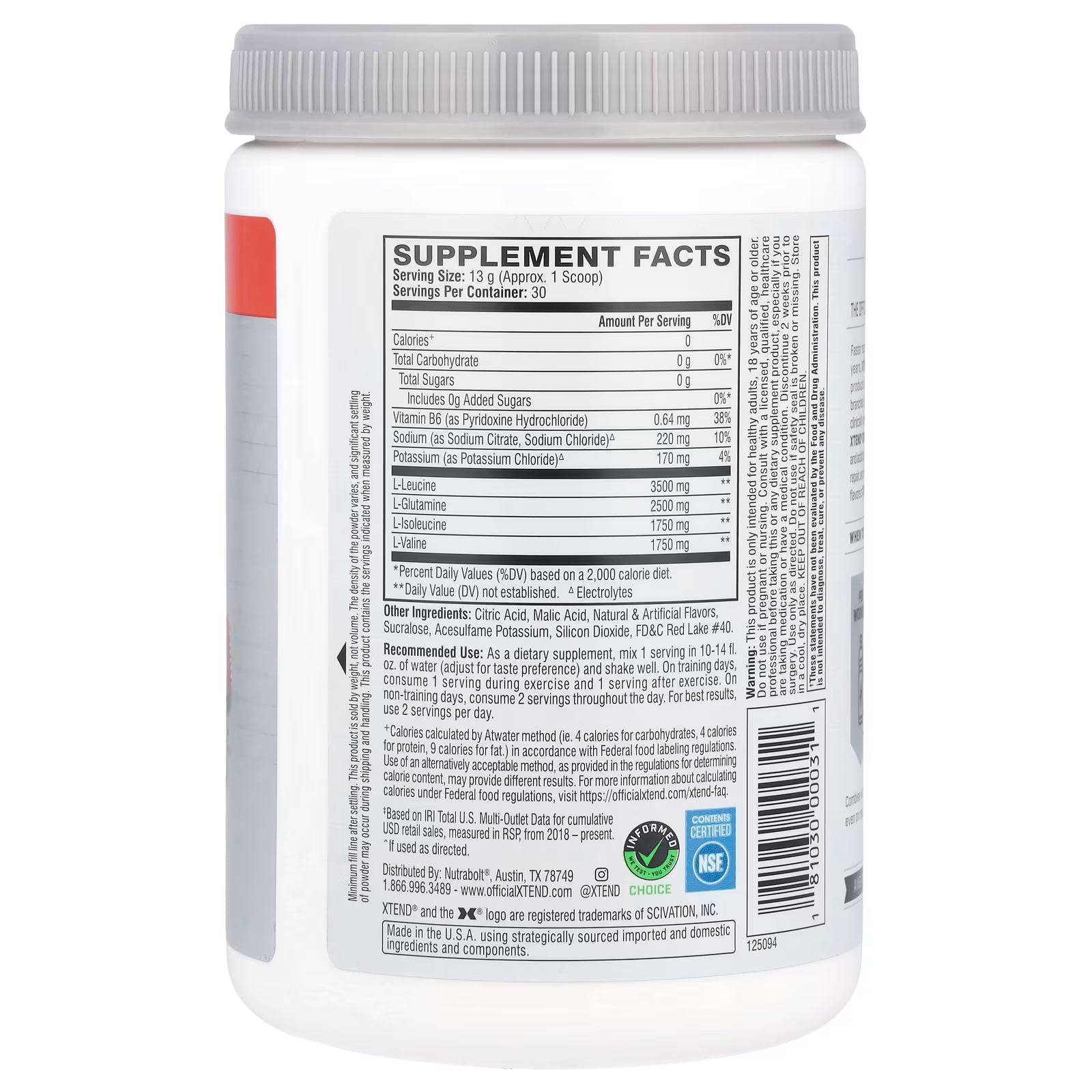 Xtend 7g BCAAs | Strawberry Kiwi Splash | Muscle Recovery & Hydration