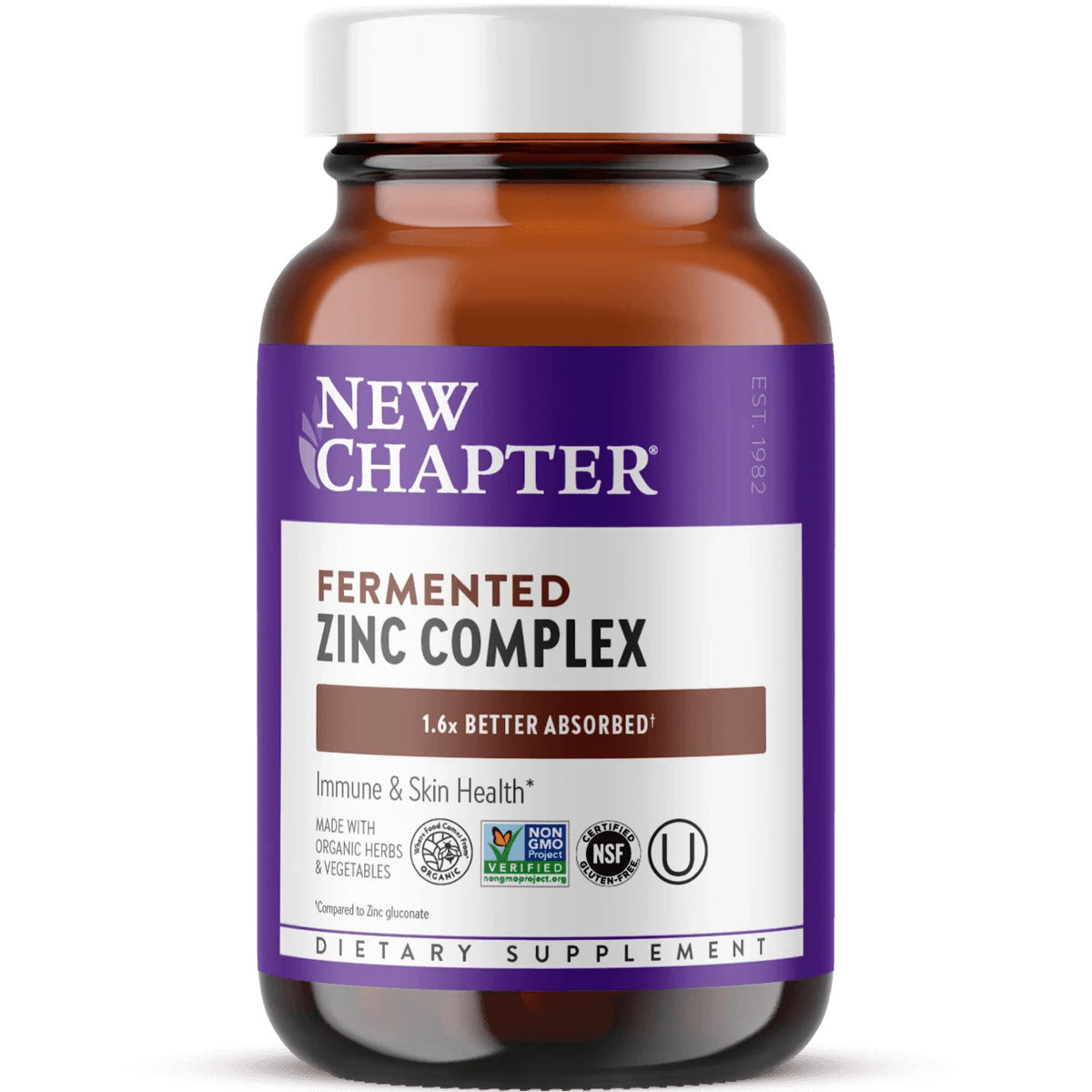 New Chapter Fermented Zinc Complex for Immune & Skin Health, 60 Tablets - Endnutrition.com