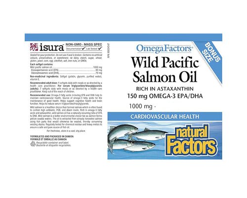 Wild Pacific Salmon Oil – 1000 mg, 180 Softgels – OmegaFactors EPA & DHA for Heart, Brain & Joint Health - Endnutrition.com