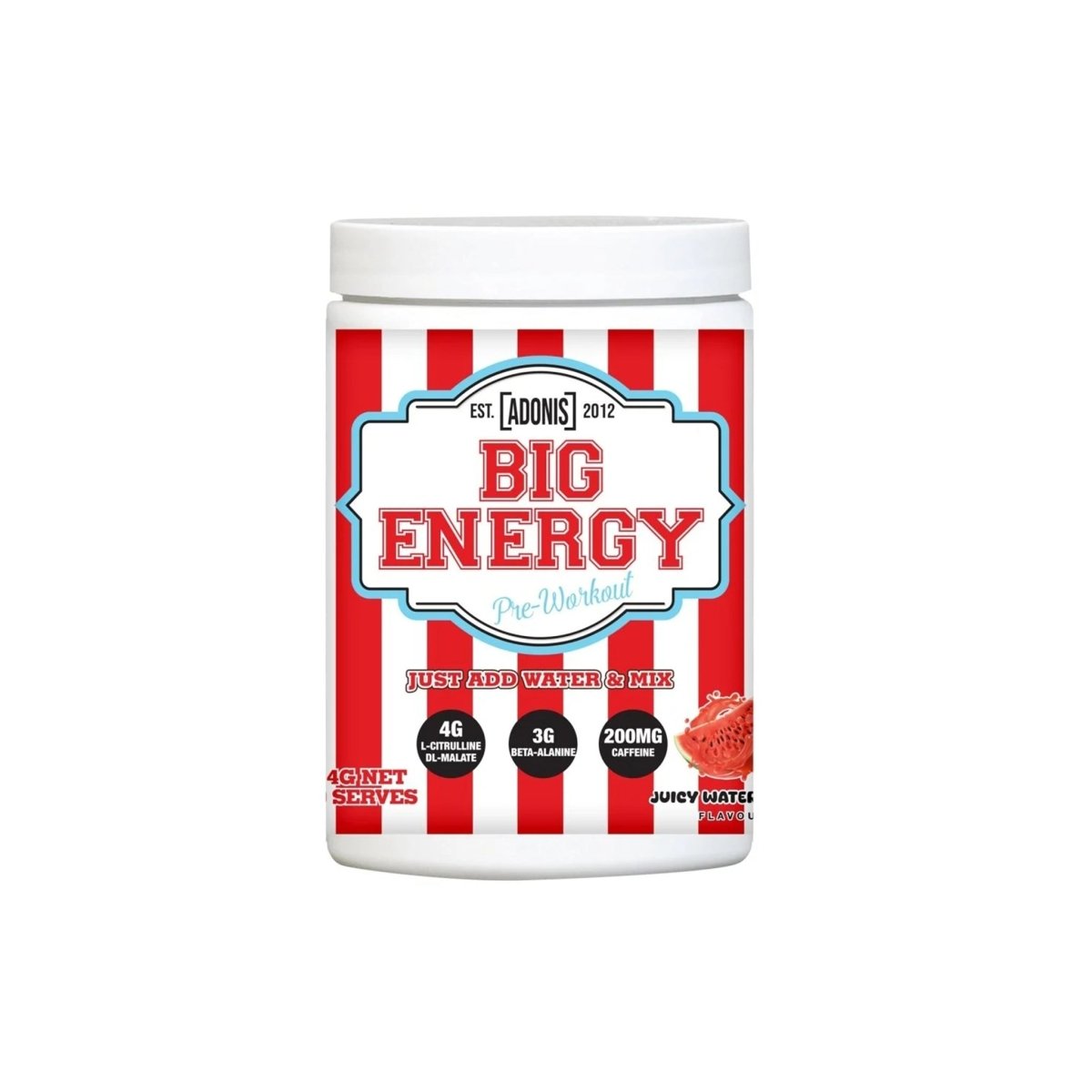 Adonis Big Energy Pre Workout Juicy Watermelon 414G | Explosive Energy, Focus & Endurance Boost - endnutrition.com