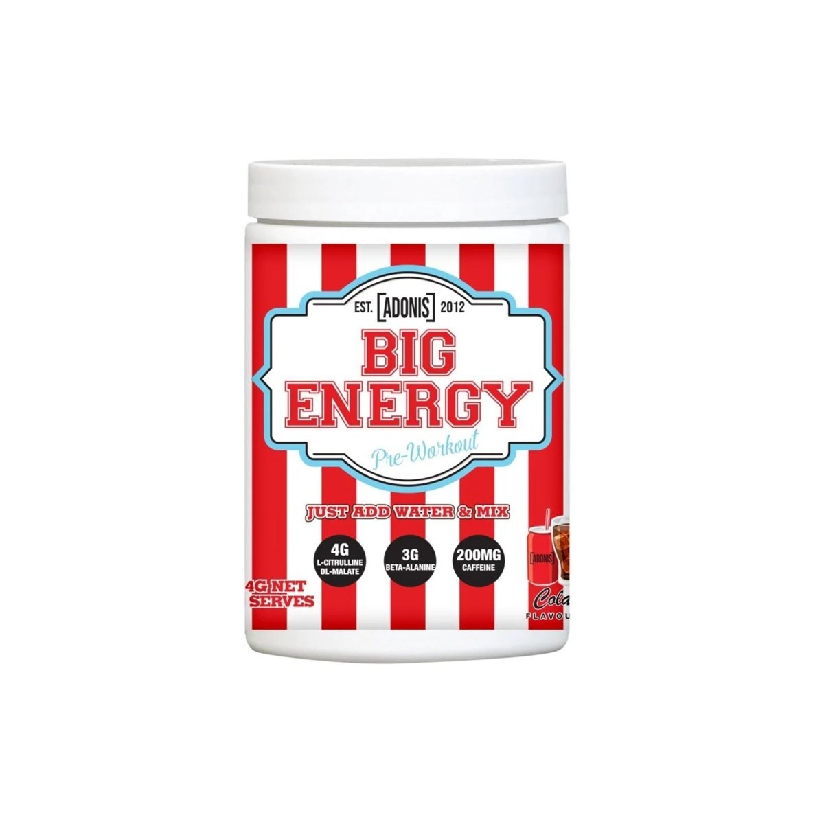 Adonis Big Energy Pre Workout Cola 414g | Intense Energy, Focus & Pumps - endnutrition.com