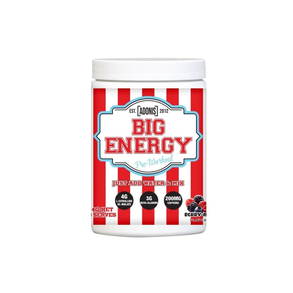 Adonis Big Energy Pre Workout Berry | Explosive Energy, Focus & Endurance Formula 414G - endnutrition.com