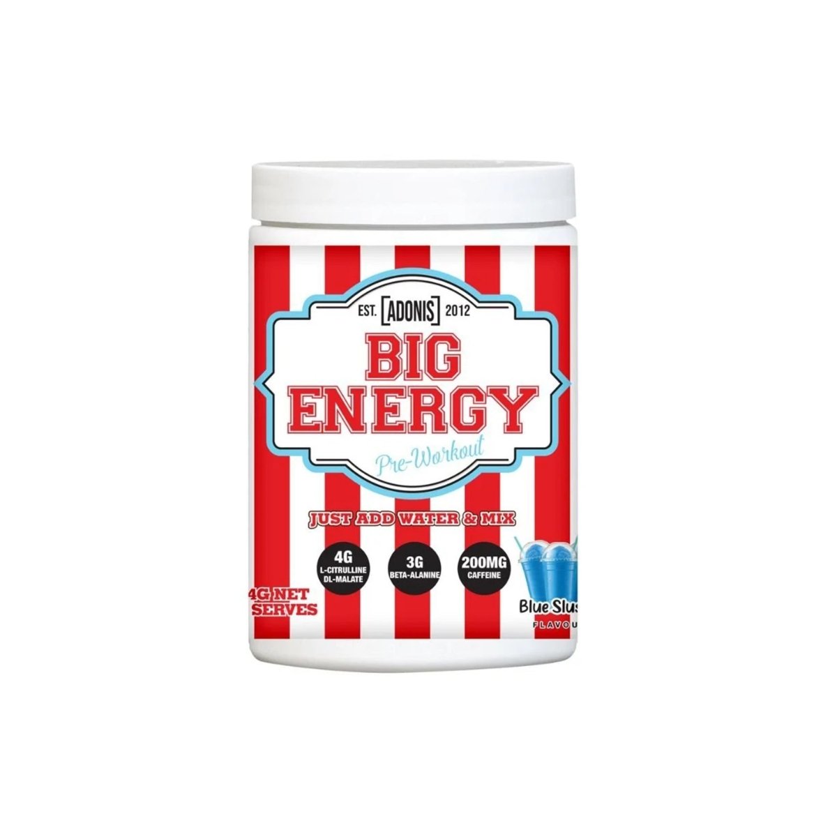 Adonis Big Energy Pre Workout Blue Slushie 414g | Intense Energy & Focus - endnutrition.com