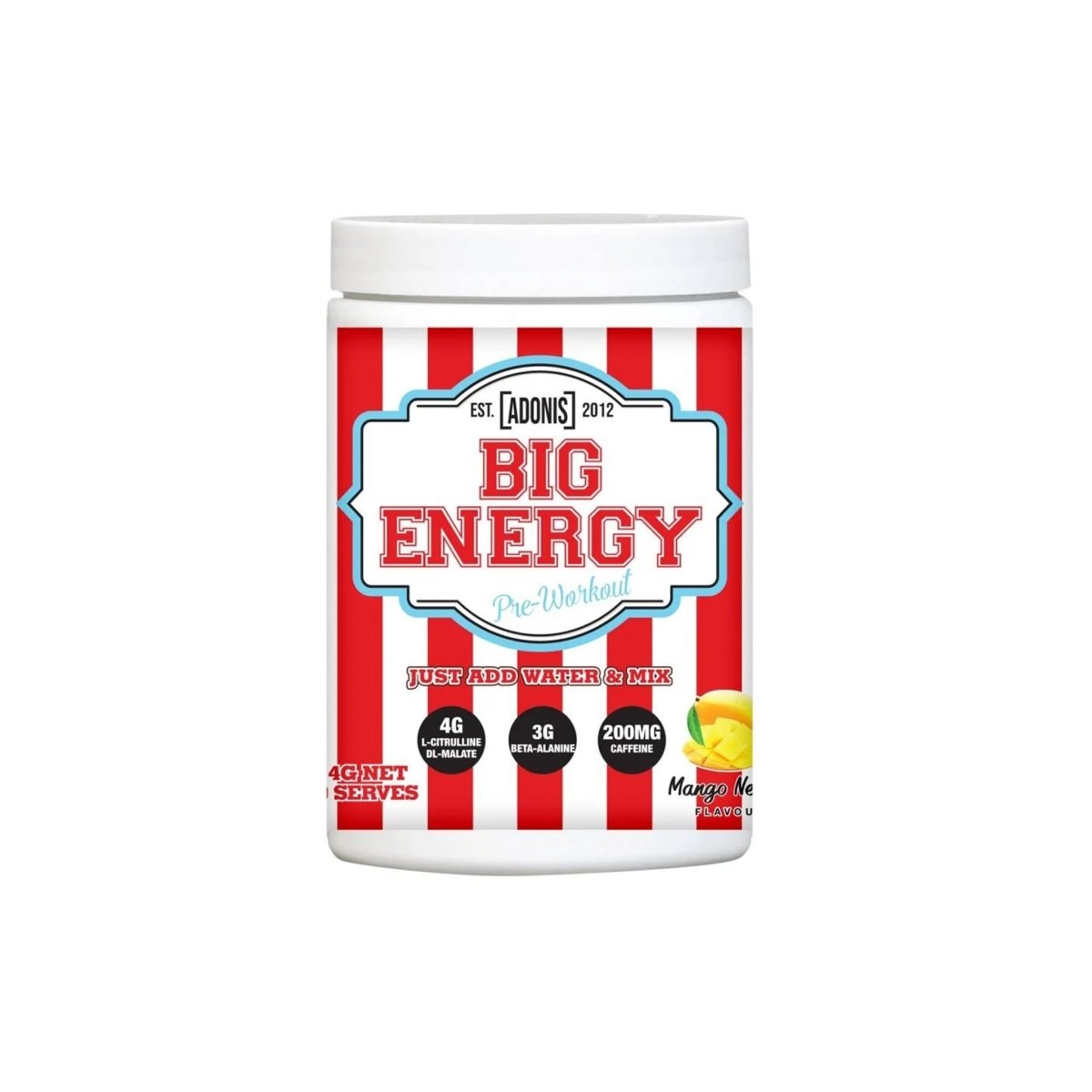 Adonis Big Energy Pre Workout Mango Nectar 414g | Explosive Energy & Focus - endnutrition.com