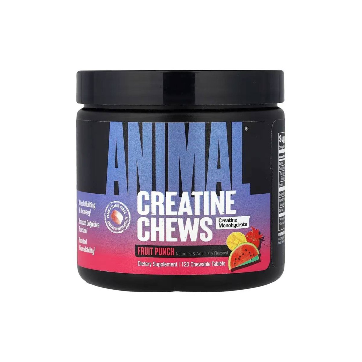 Universal Nutrition Animal Creatine Chews – Micronized Creatine for Strength, Recovery & Energy – Fruit Punch Flavor – 120 Chews