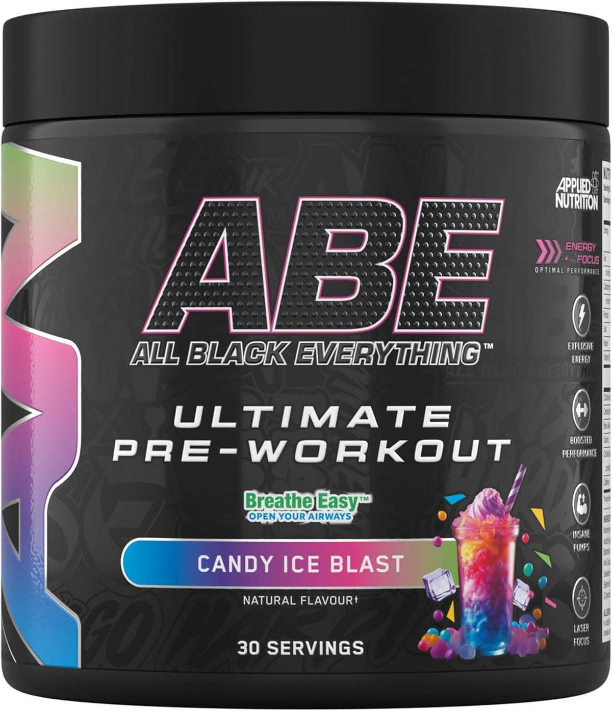 Applied Nutrition ABE Ultimate Pre-Workout | Candy Ice Blast Flavor | 30 Servings | 200mg Caffeine, 3g Creatine - endnutrition.com