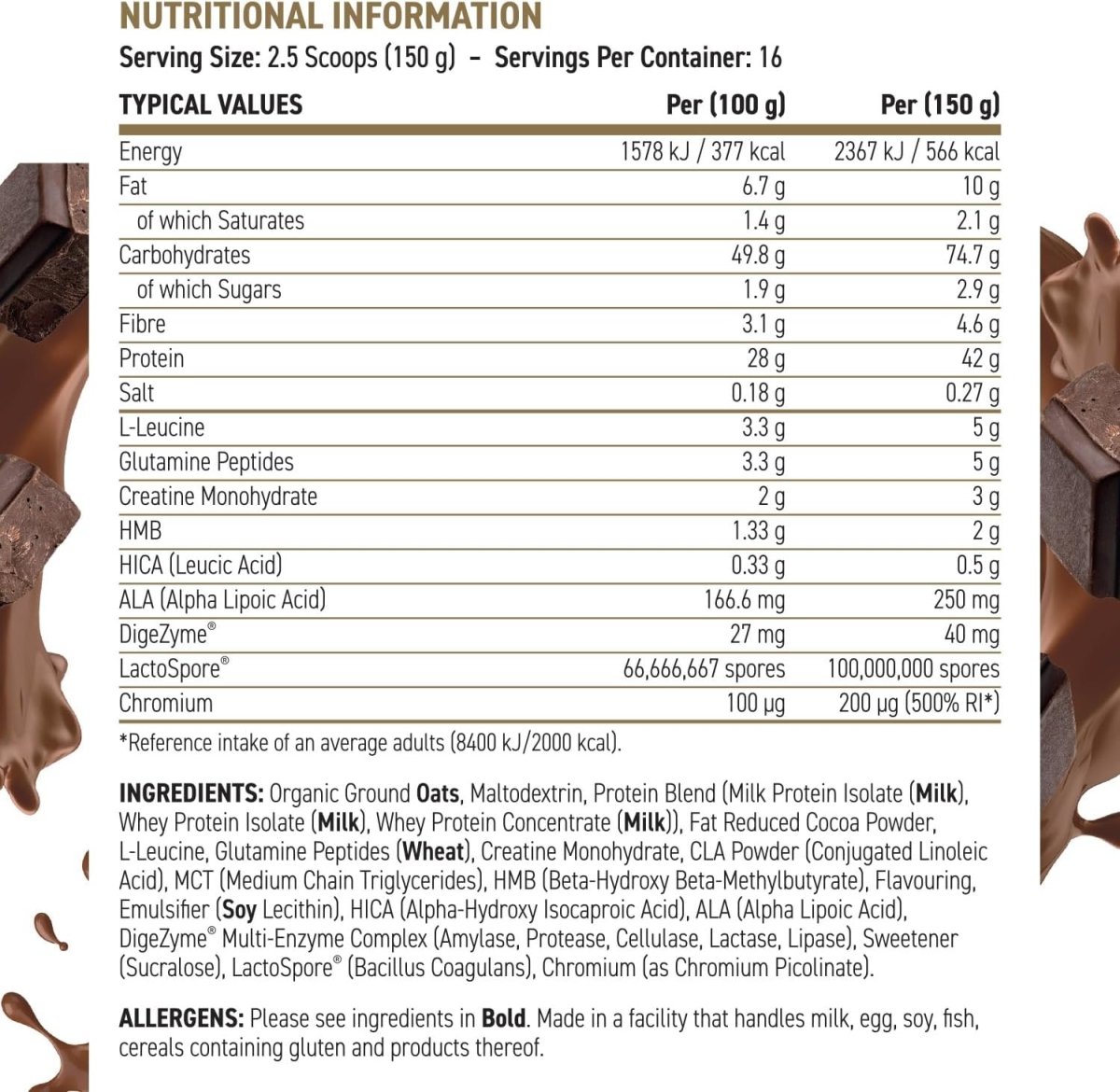 Applied Nutrition Critical Mass Lean Mass Gainz | Chocolate | 2.4kg | 42g Protein, 16 Servings - endnutrition.com