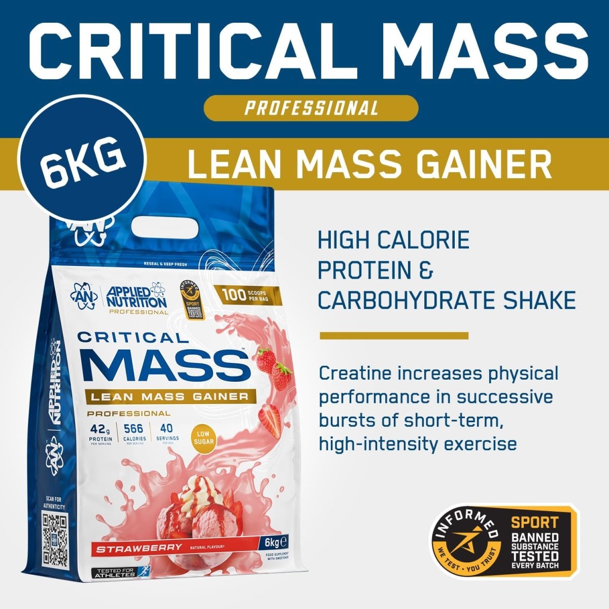 Applied Nutrition Critical Mass Lean Mass Gainz | Chocolate | 6kg | 42g Protein, 40 Servings - endnutrition.com
