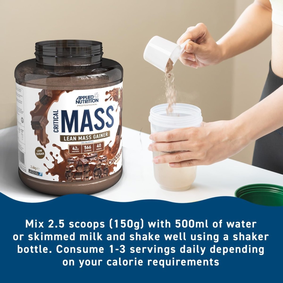 Applied Nutrition Critical Mass Lean Mass Gainz | Vanilla | 2.4kg | 42g Protein, 16 Servings - endnutrition.com