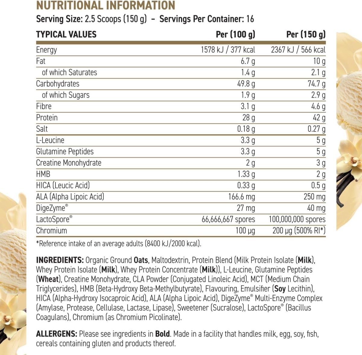 Applied Nutrition Critical Mass Lean Mass Gainz | Vanilla | 2.4kg | 42g Protein, 16 Servings - endnutrition.com