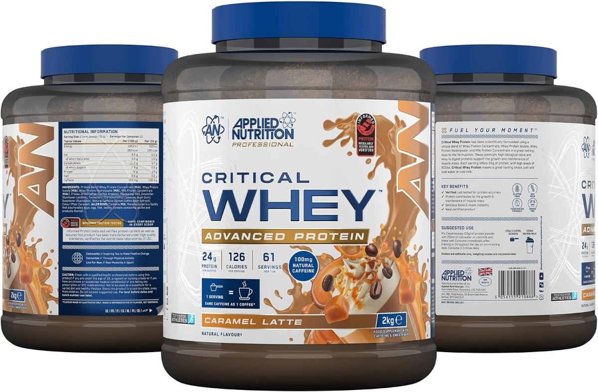 Applied Nutrition Critical Whey Protein | Caramel Latte | 2kg | 24g Protein, 61 Servings - endnutrition.com
