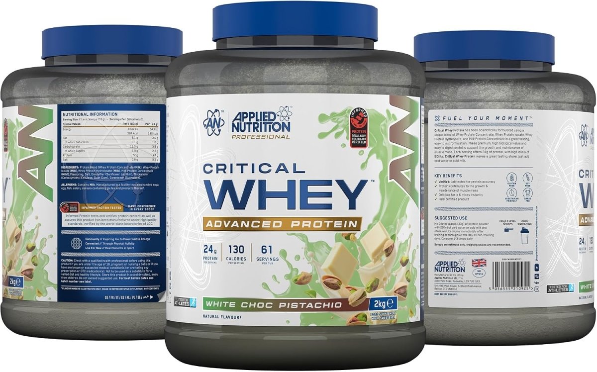 Applied Nutrition Critical Whey Protein | White Choc Pistachio | 2kg | 24g Protein, 61 Servings - endnutrition.com