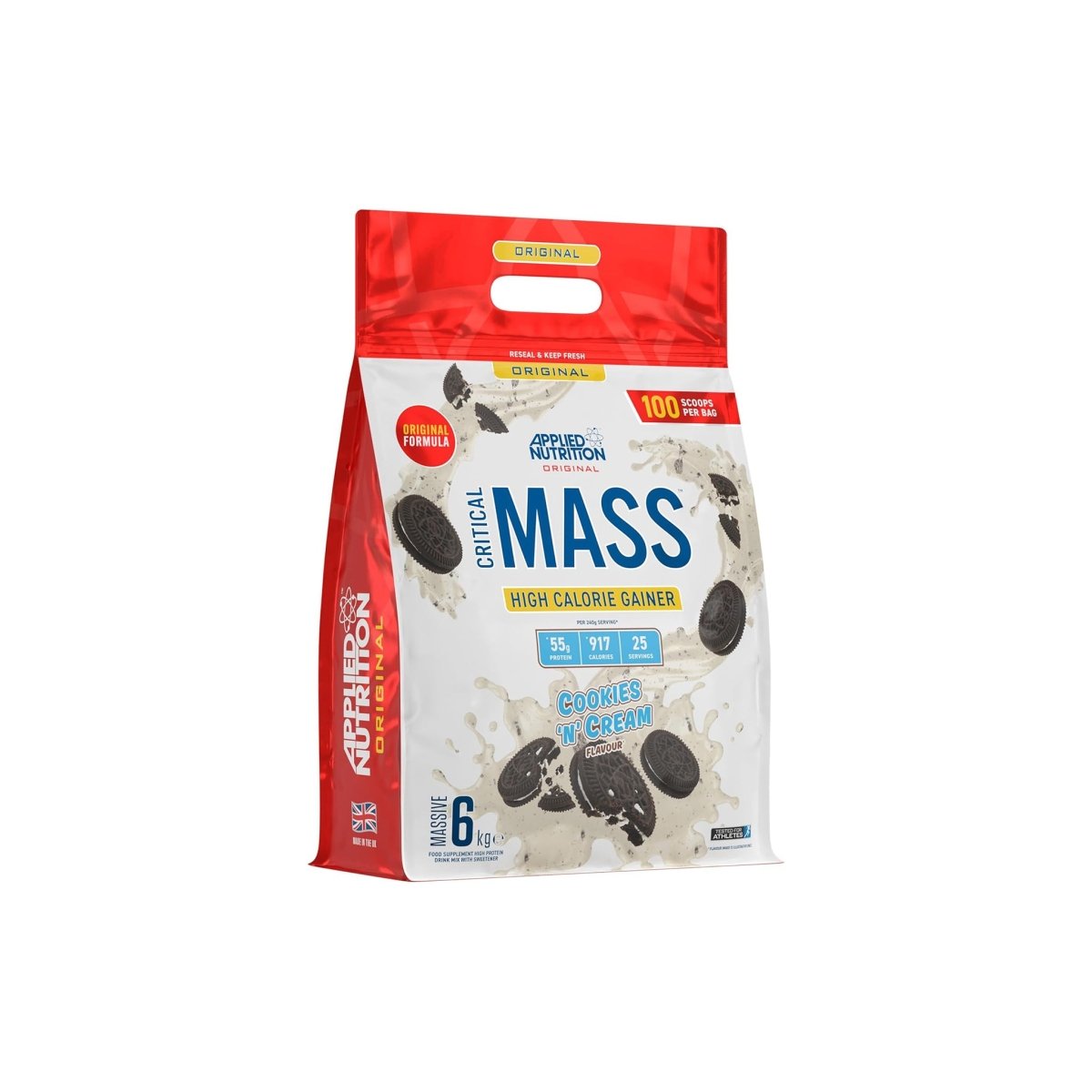 Applied Nutrition Original Critical Mass – Cookies ’N’ Cream Flavour – 6 kg (25 Servings) – High‑Calorie Protein & Carb Mass Gainer with MCT Powder - endnutrition.com