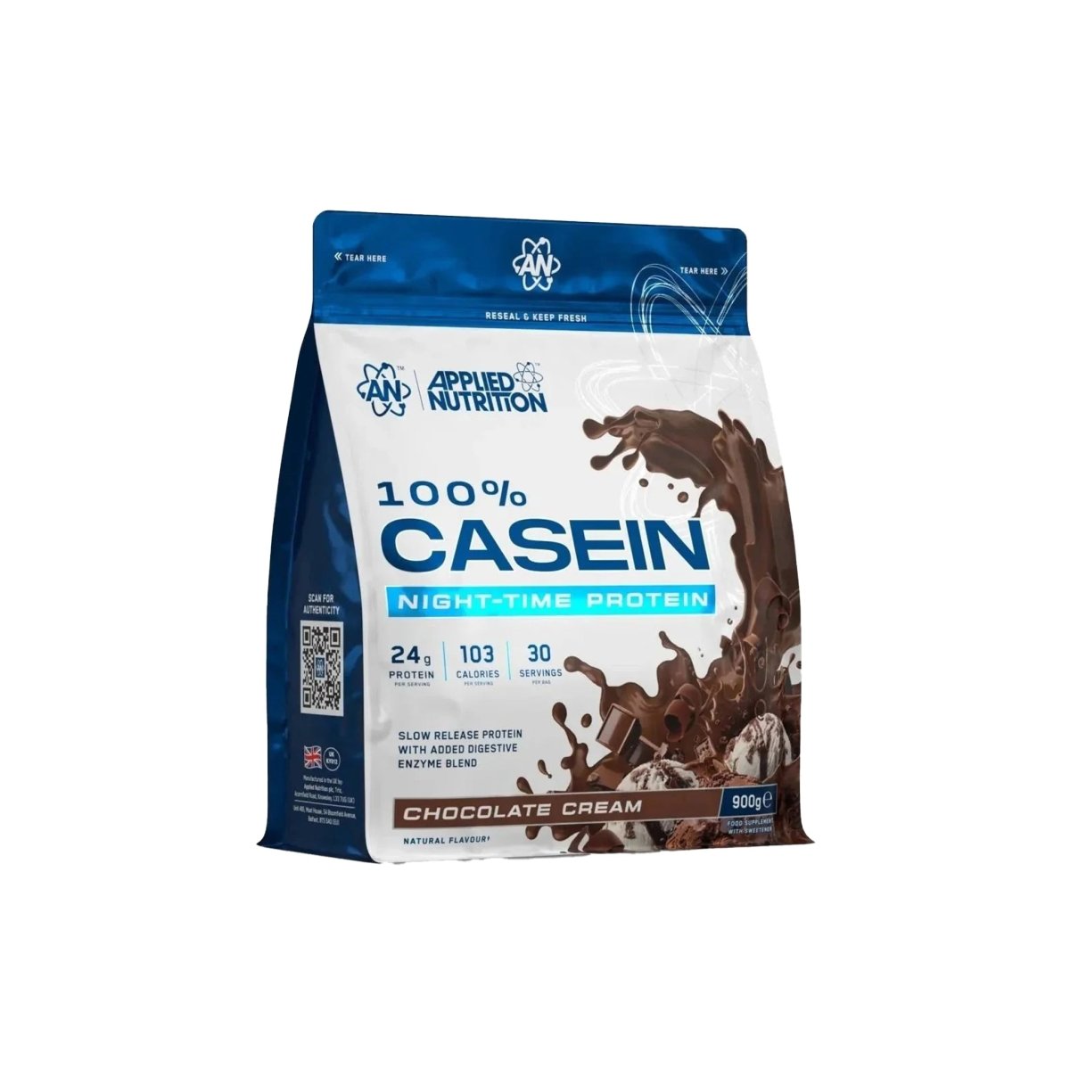 Applied Nutrition 100% Casein Protein | Chocolate Cream 900 g | Overnight Recovery & Muscle Growth - endnutrition.com