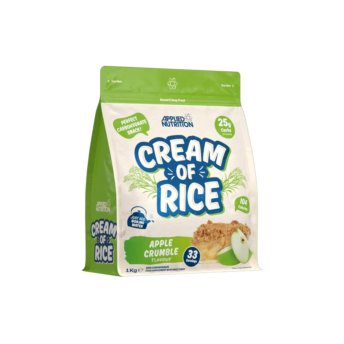 Applied Nutrition Cream of Rice Apple Crumble - 1kg | Gluten‑Free Carbs & Energy Support - endnutrition.com