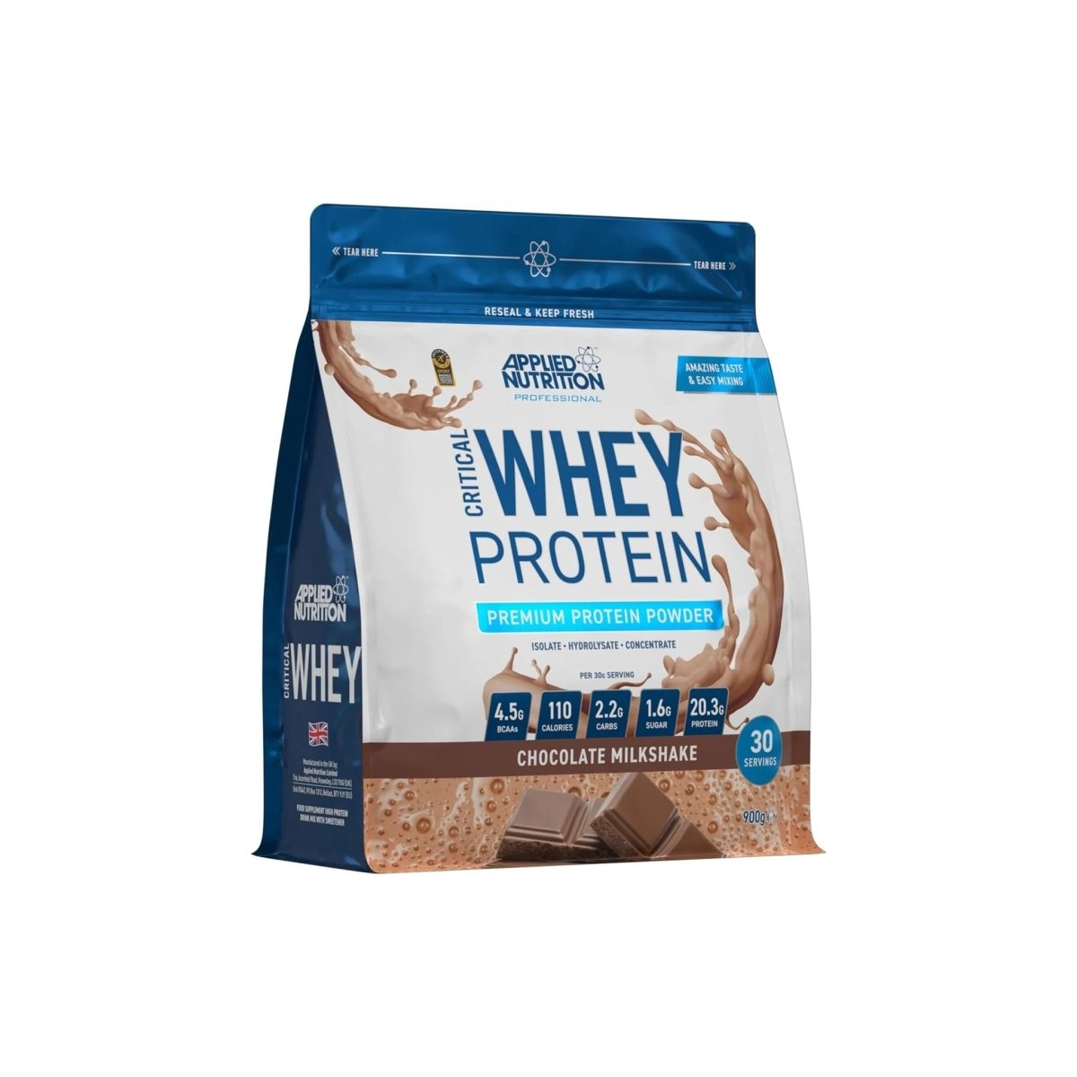 Applied Nutrition Critical Whey Protein Chocolate Milkshake 900 g | Muscle Growth & Recovery - endnutrition.com
