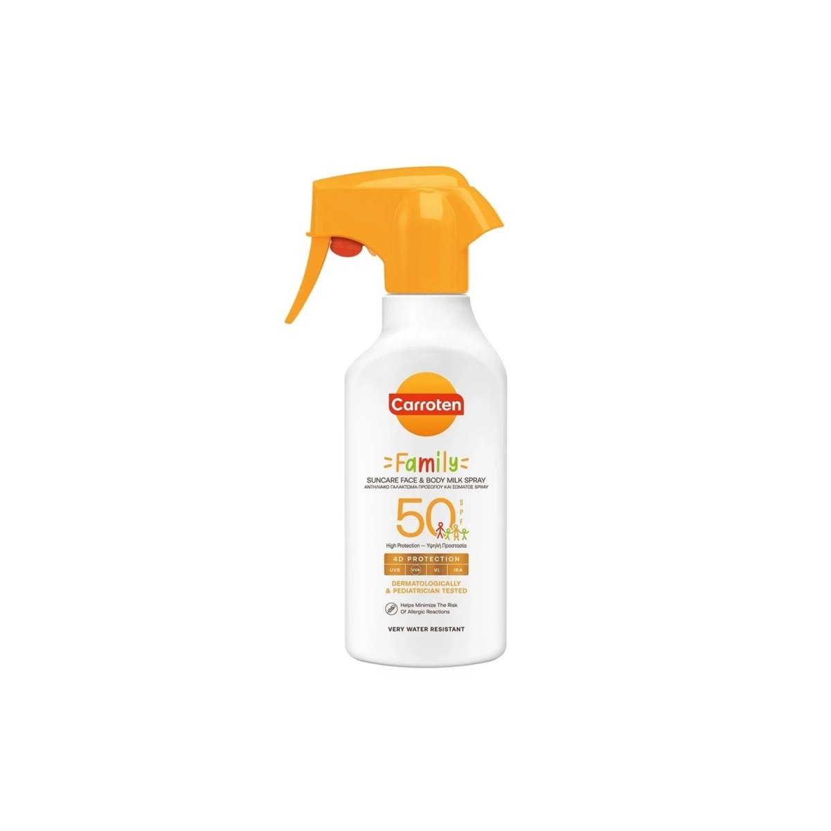 Carroten Family Suncare Face & Body Milk Spray SPF50 270ml | Family Protection & Hydration - endnutrition.com