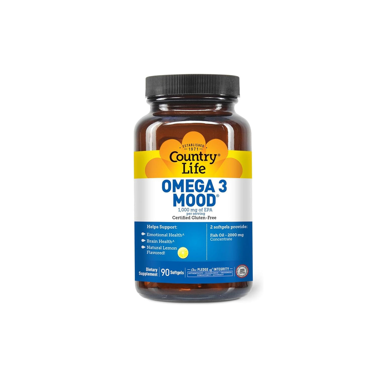 Country Life Omega 3 Mood Fish Oil 2000 mg | 90 Softgels - Omega 3 Fatty Acids, heart health support, mood balance - END Nutrition