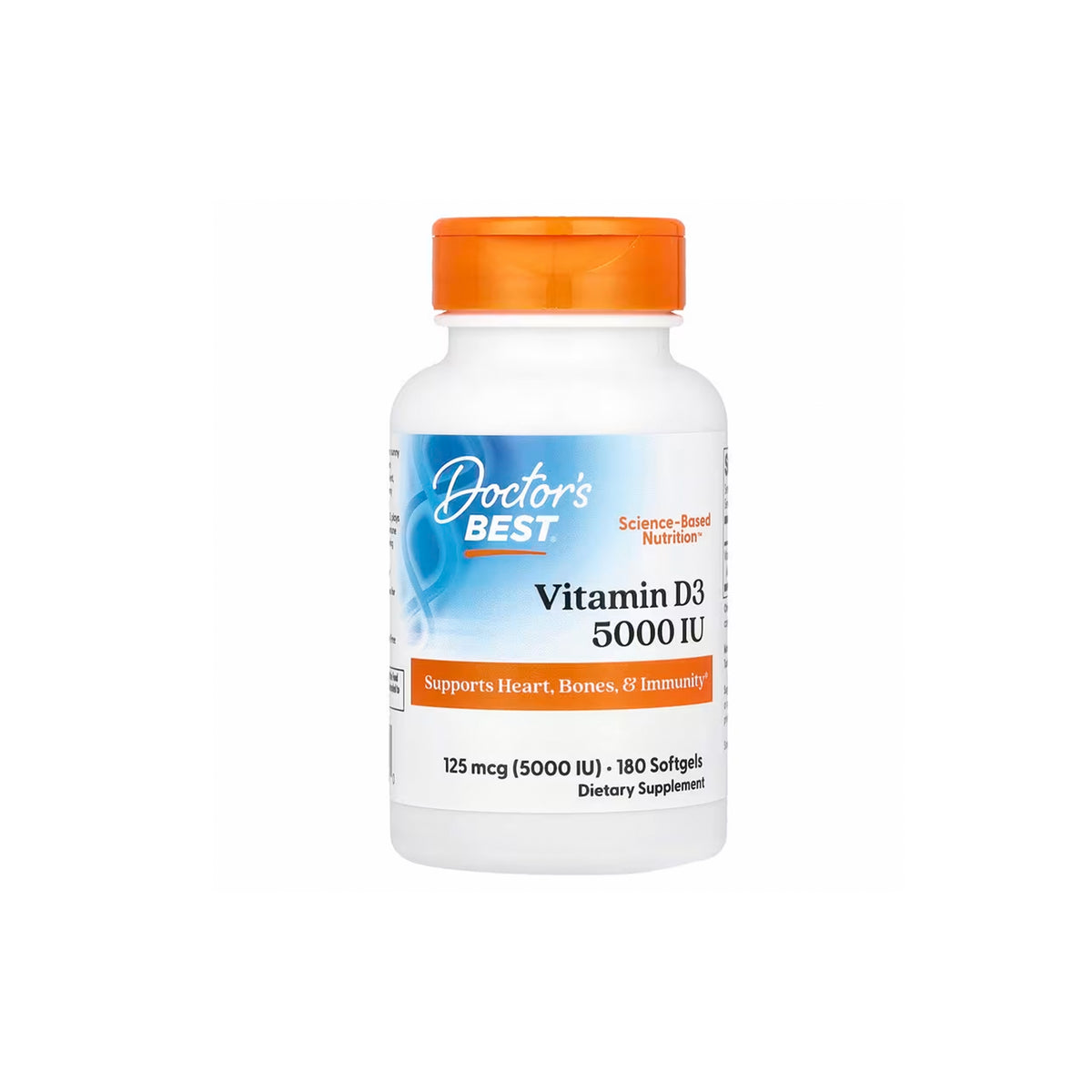 Doctor’s Best Vitamin D3 – 5000 IU, 180 Softgels | Bone, Immune & Heart Health Support