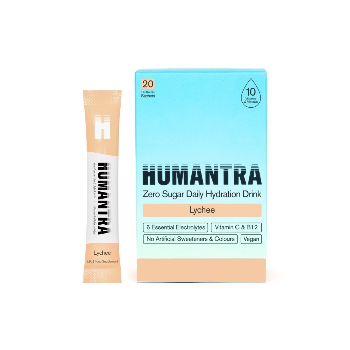 Humantra Electrolyte Powder – Lychee (20 Sachets) | 6-Electrolyte Hydration | Plant-Based, Vegan, Sugar Free & Gluten Free - endnutrition.com