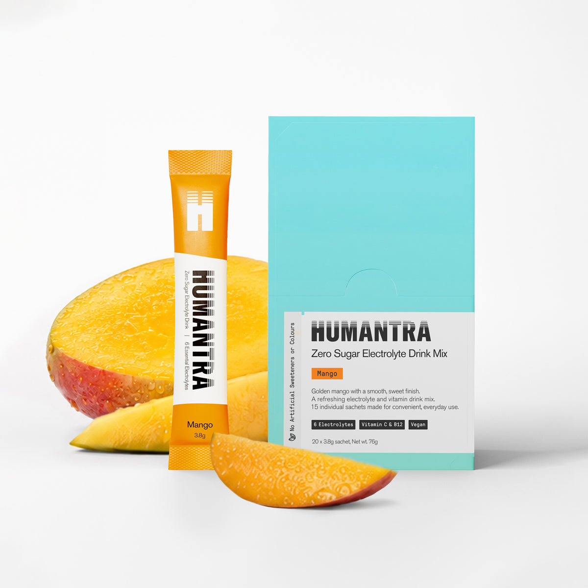 Humantra Electrolyte Powder Mango | 6 Electrolytes Hydration | Plant-Based, Vegan, Sugar Free & Gluten Free