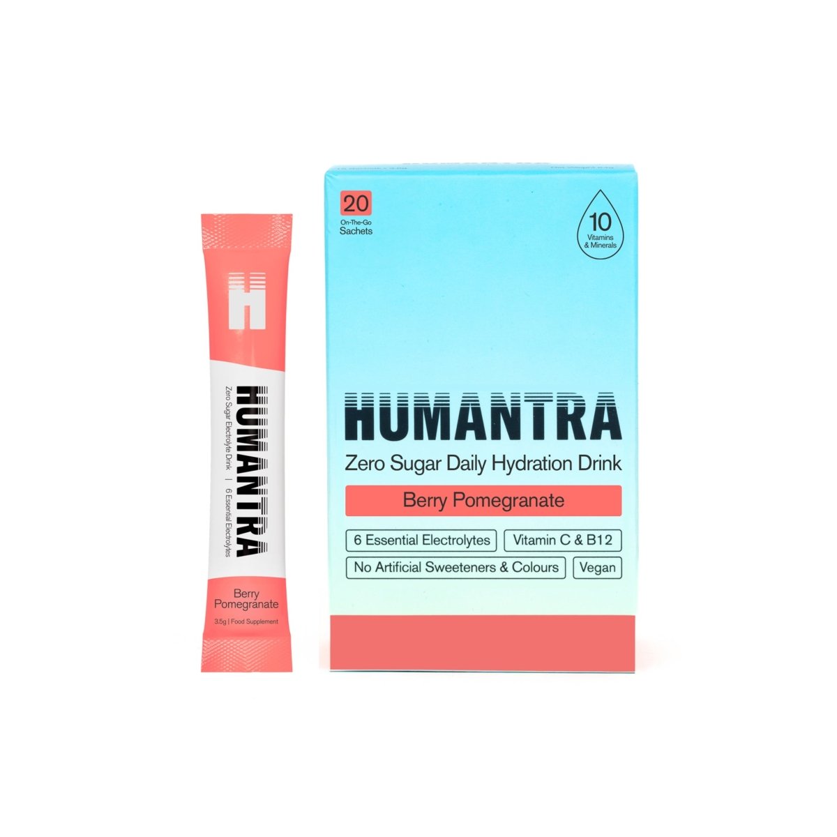 Humantra Electrolyte Powder – Berry Pomegranate (20 Sachets) | 6-Electrolyte Hydration | Plant-Based, Vegan, Sugar Free & Gluten Free - endnutrition.com
