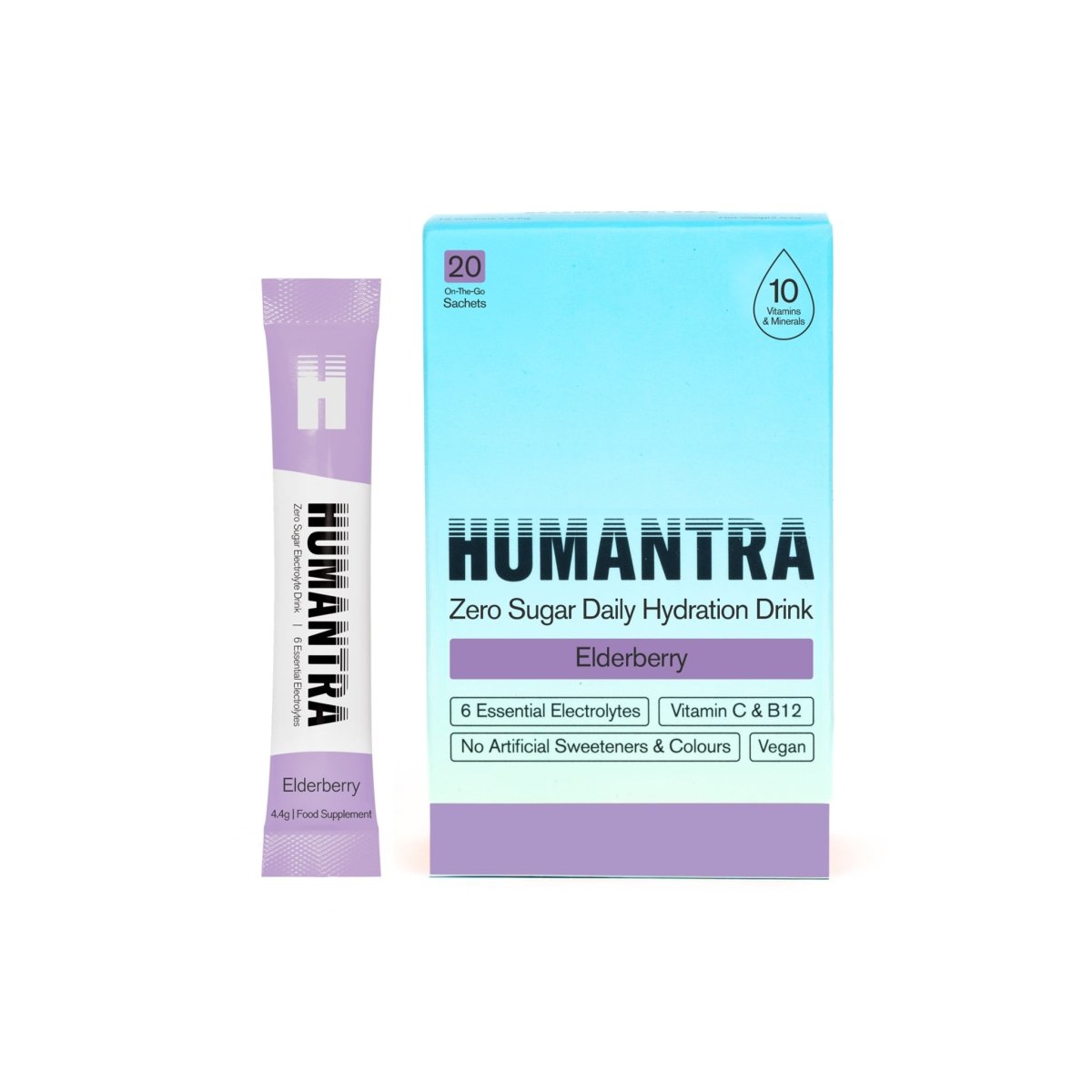 Humantra Electrolyte Powder – Elderberry (20 Sachets) | 6-Electrolyte Hydration | Plant-Based, Vegan, Sugar Free & Gluten Free - endnutrition.com