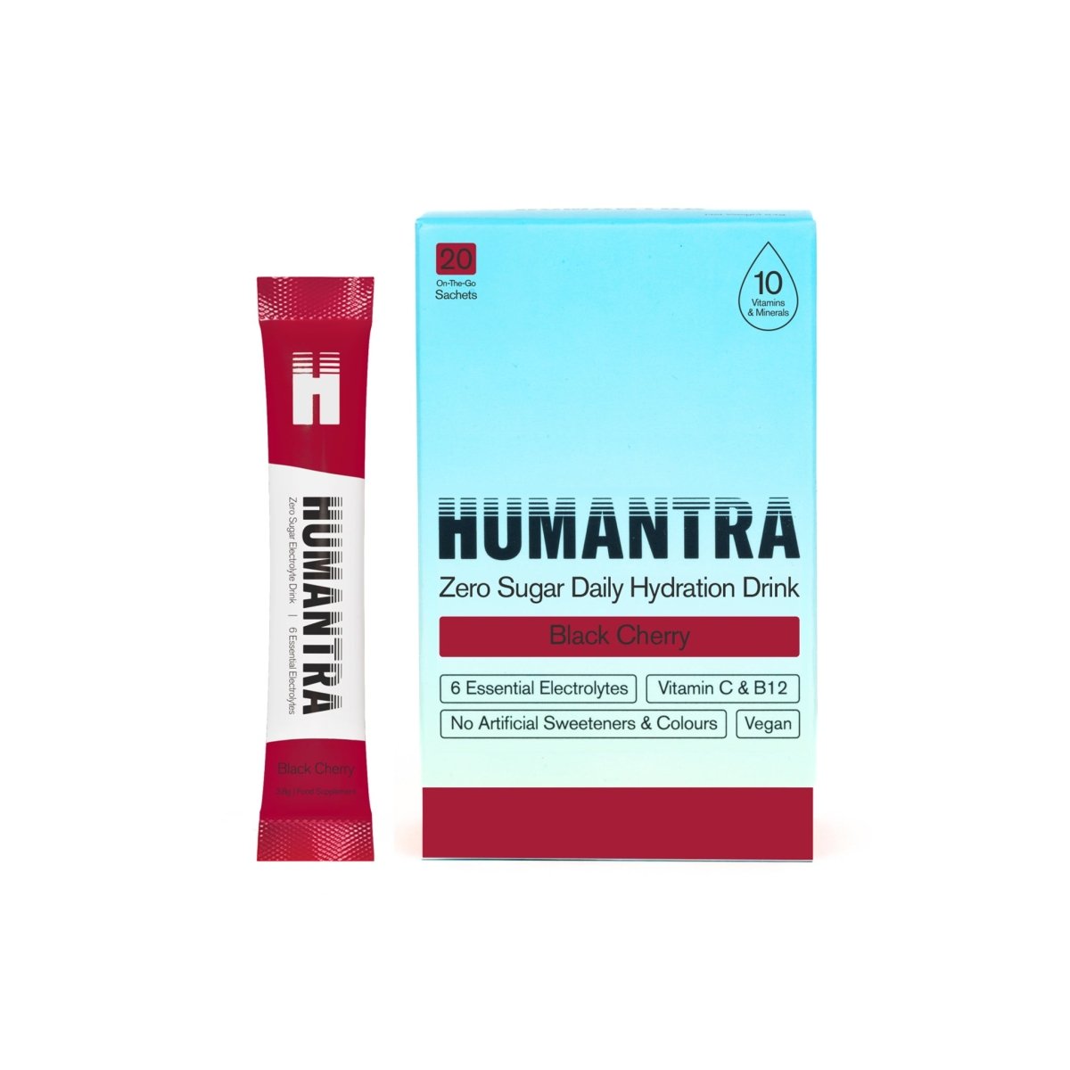 Humantra Electrolyte Powder – Black Cherry (20 Sachets) | 6-Electrolyte Hydration | Plant-Based, Vegan, Sugar Free & Gluten Free - endnutrition.com