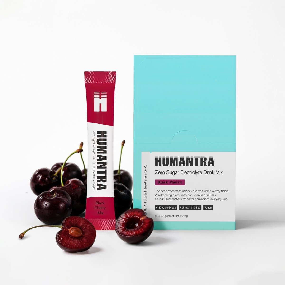 Humantra Electrolyte Powder – Black Cherry (20 Sachets) | 6-Electrolyte Hydration | Plant-Based, Vegan, Sugar Free & Gluten Free - endnutrition.com