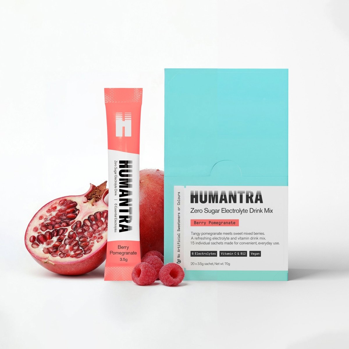 Humantra Electrolyte Powder – Berry Pomegranate (20 Sachets) | 6-Electrolyte Hydration | Plant-Based, Vegan, Sugar Free & Gluten Free - endnutrition.com