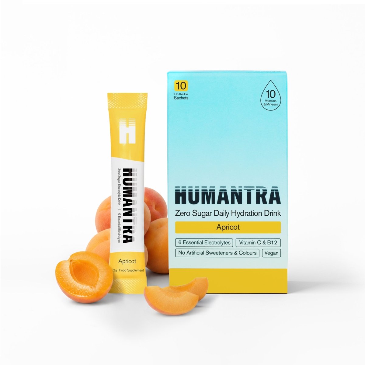 Humantra Electrolyte Powder – Apricot (20 Sachets) | 6-Electrolyte Hydration | Plant-Based, Vegan, Sugar Free & Gluten Free - endnutrition.com