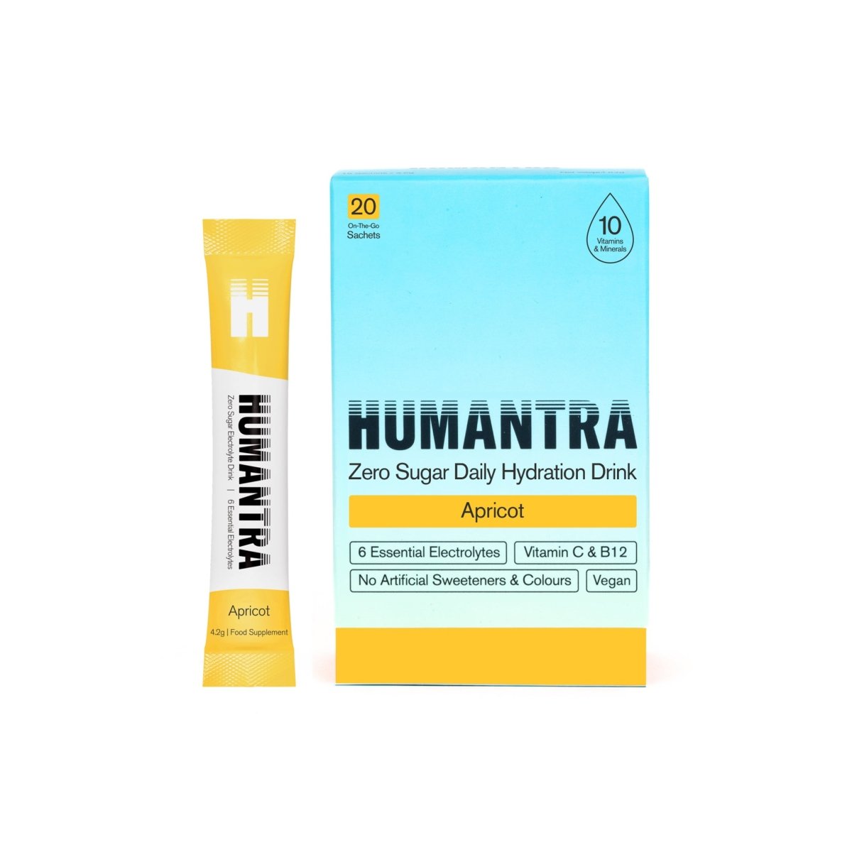 Humantra Electrolyte Powder – Apricot (20 Sachets) | 6-Electrolyte Hydration | Plant-Based, Vegan, Sugar Free & Gluten Free - endnutrition.com