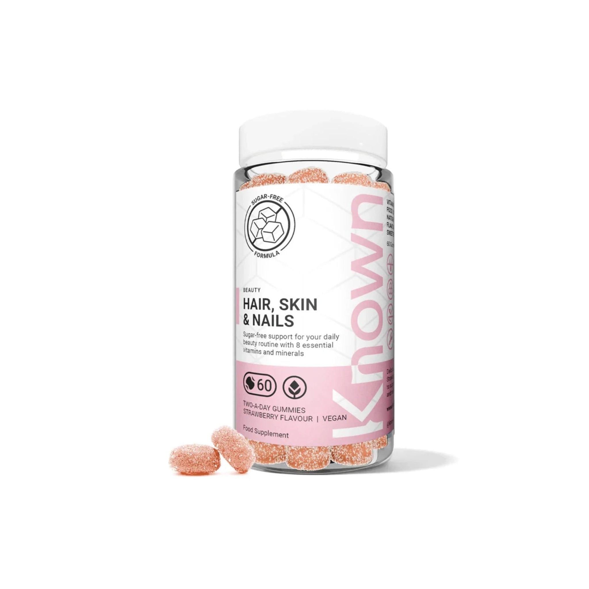 Known Hair, Skin & Nails Gummies - Sugar Free - Multivitamin | 150mg Biotin, Vitamins A, C, D, E | Collagen Support - END Nutrition
