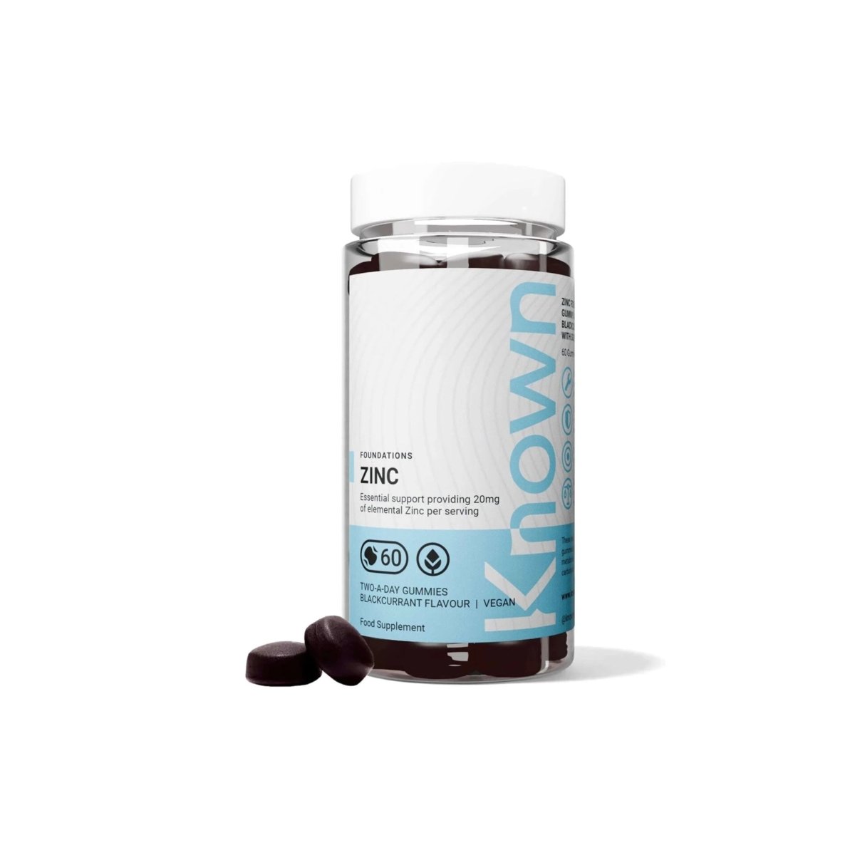 Known Zinc Gummies – 20mg Zinc per Serving (2 Gummies) | Blackcurrant Flavour | Vegan | Immune, Skin, Hair, Nails & Fertility Support | 60 Gummies - endnutrition.com