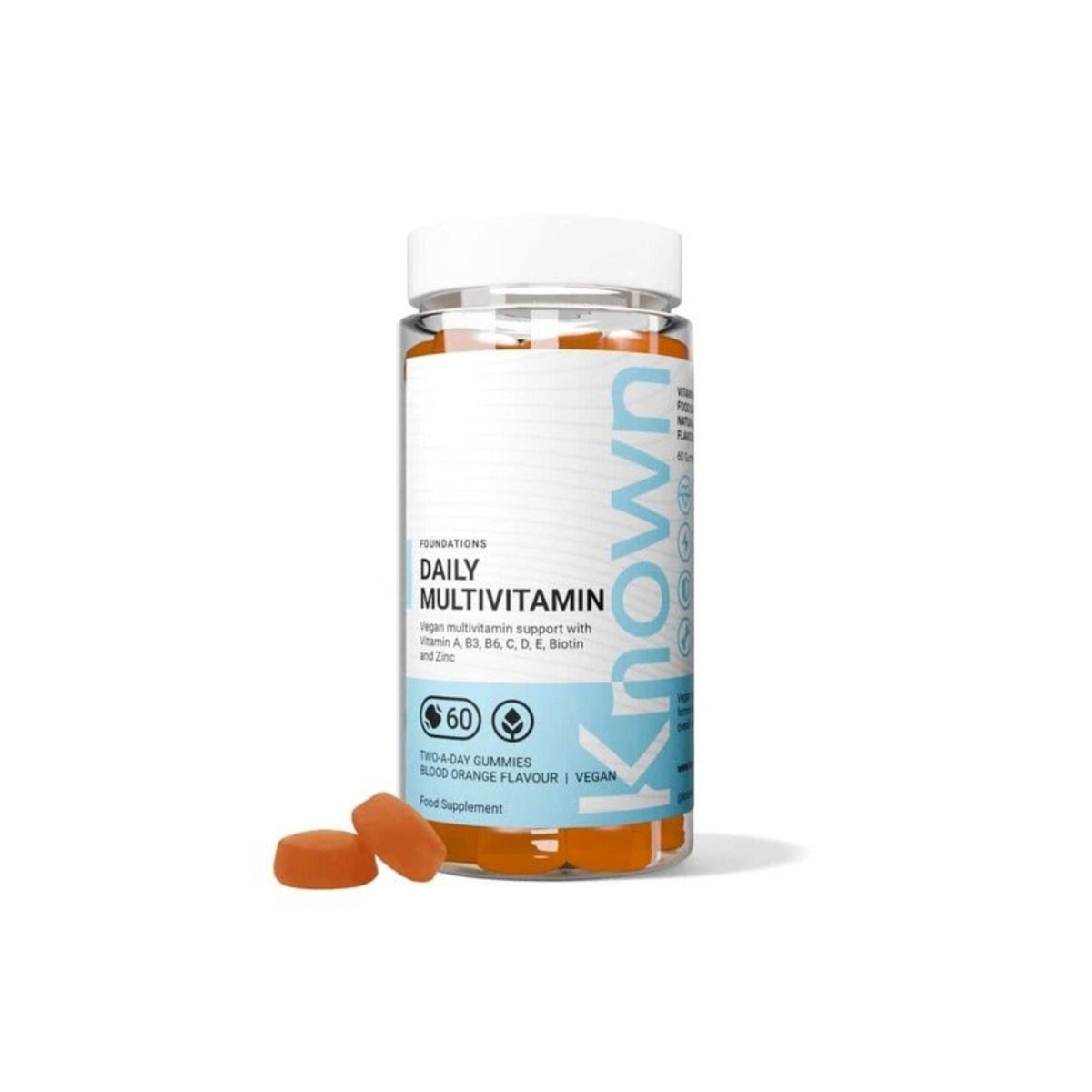 Known Daily Multivitamin Vegan Gummies – Natural Orange | A, C, D, E, B-Complex, Biotin & Zinc | Immune & Energy Support - endnutrition.com