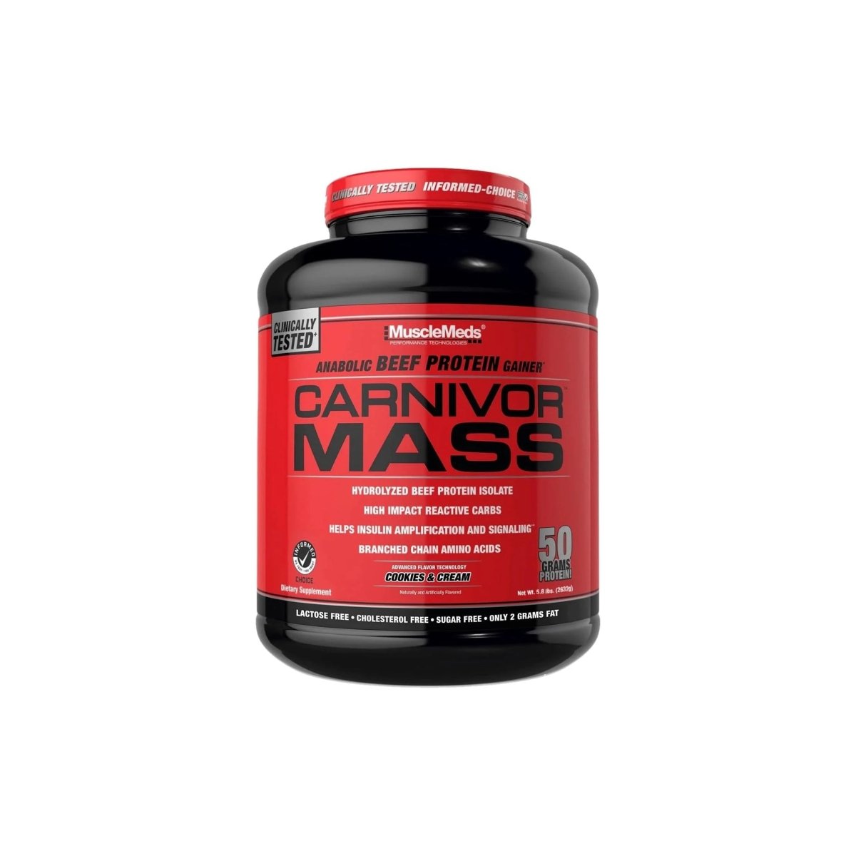 MuscleMeds Carnivor Mass Anabolic Beef Protein Gainer – Cookies & Cream 6 lbs - endnutrition.com