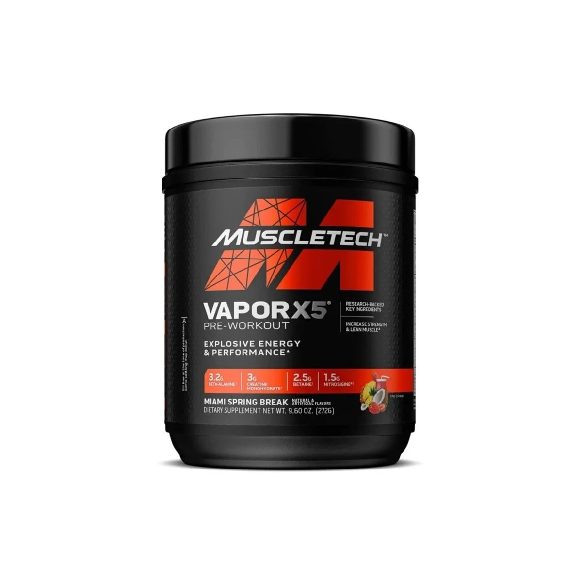 MuscleTech Vapor X5 Pre-Workout Powder Miami Spring Break 272g 30 Servings - endnutrition.com