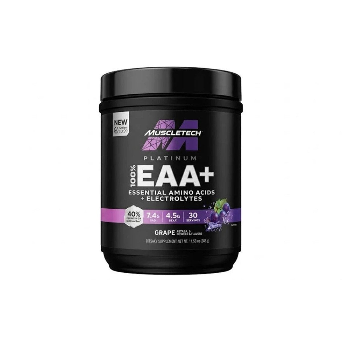 MuscleTech Platinum 100% EAA+ Amino Acid Powder with Electrolytes | Grape, 30 Servings - endnutrition.com