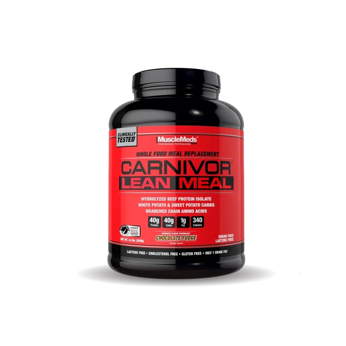 MuscleMeds Carnivor Lean Meal Whole Food Meal Replacement Shake, Beef Protein Isolate, White & Sweet Potato, 40g Protein, 40g Carbs, Lactose Free, Sugar Free, Chocolate Fudge, 20 Servings, 4.4 lbs - endnutrition.com