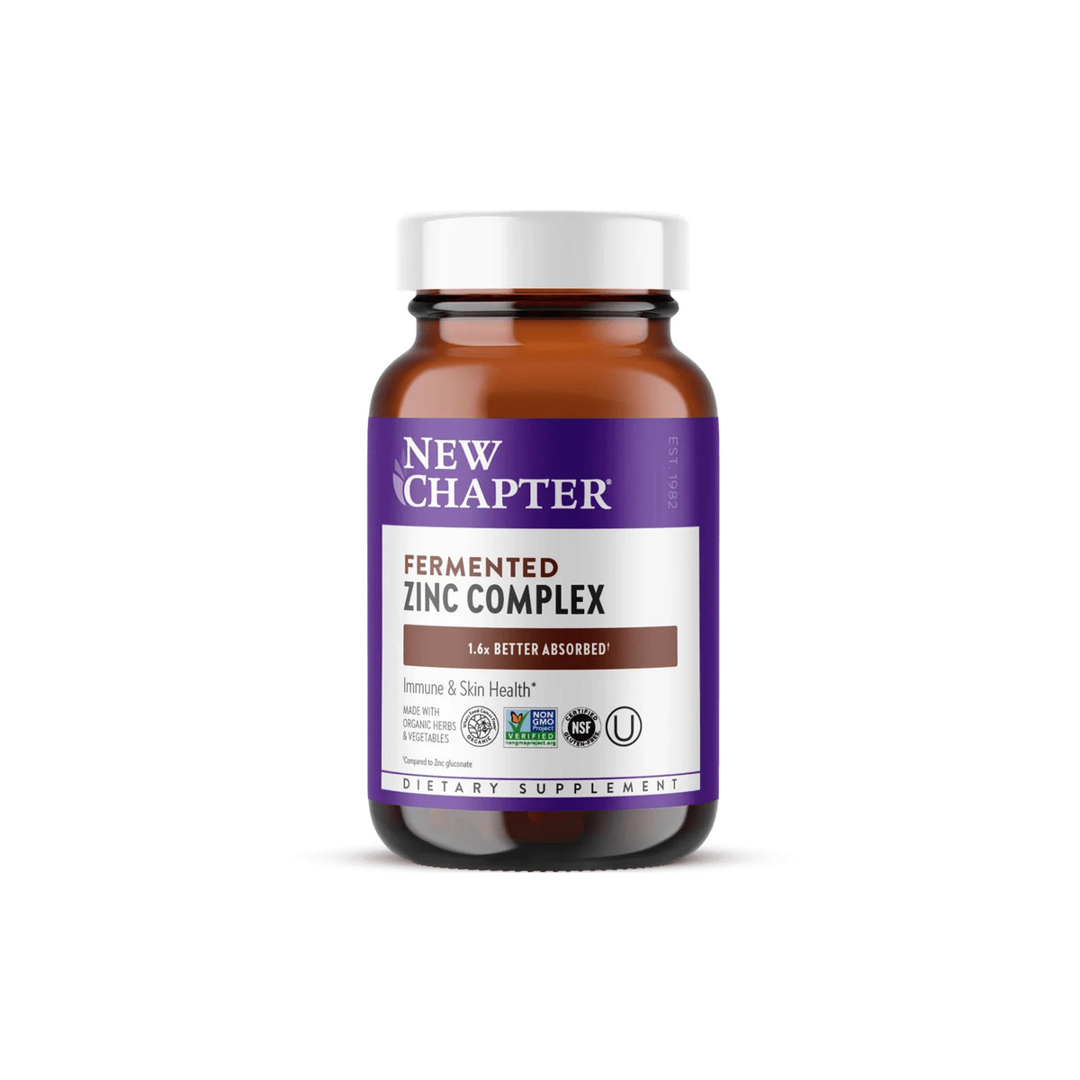 New Chapter Fermented Zinc Complex for Immune & Skin Health, 60 Tablets