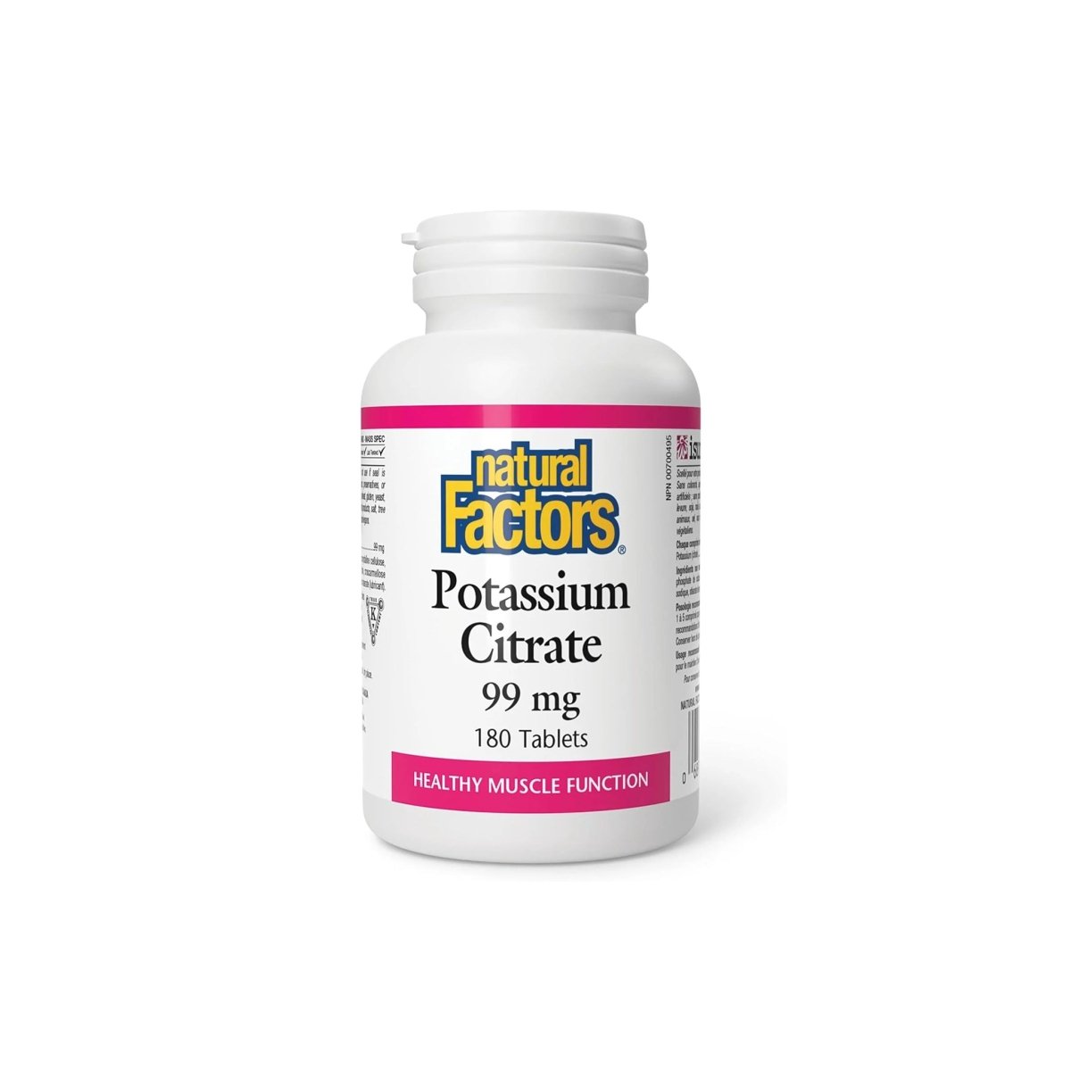 Natural Factors Potassium Citrate – 99 mg – 180 Tablets – Muscle Function, Electrolyte Balance - endnutrition.com