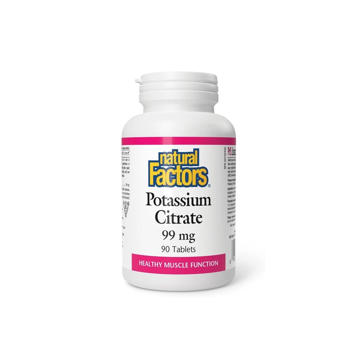 Natural Factors Potassium Citrate – 99 mg – 90 Tablets – Muscle, Nerve & Electrolyte Balance Support - endnutrition.com