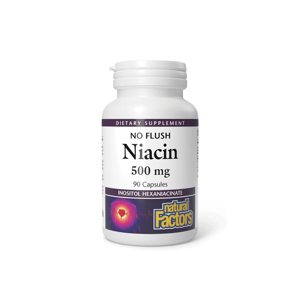 Natural Factors No Flush Niacin 500 mg Tablets Cholesterol Support 90 Count - endnutrition.com