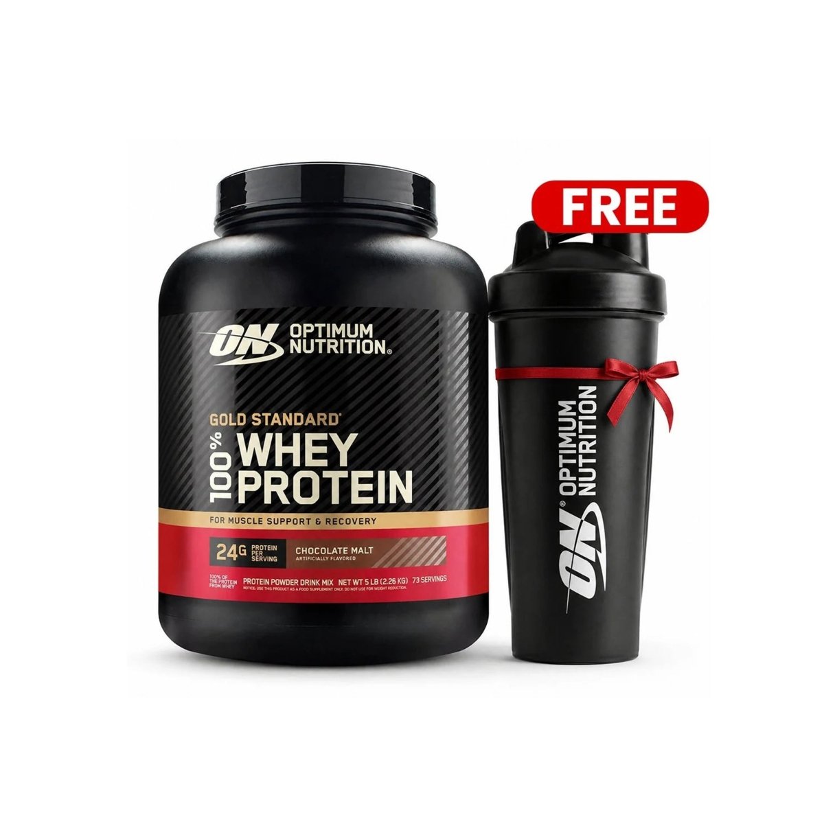 Optimum Nutrition Gold Standard 100% Whey Protein powder, Chocolate Malt + FREE Shaker Bottle - endnutrition.com